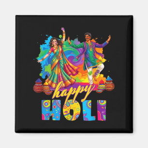 Gelukkig holi kleurrijk festival dans vieringHapp Magneet