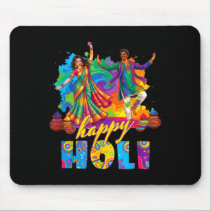 Gelukkig holi kleurrijk festival dans vieringHapp Muismat