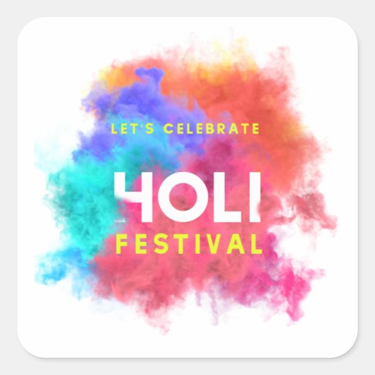 Gelukkig Holi Vierkante Sticker (Voorkant)