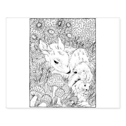 Gelukkig Hollow Herten Rubberstempel (Afrduk)