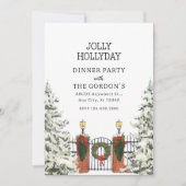 Gelukkig holly jolly diner party kaart (Voorkant)