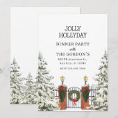 Gelukkig holly jolly diner party kaart (Voorkant / Achterkant)