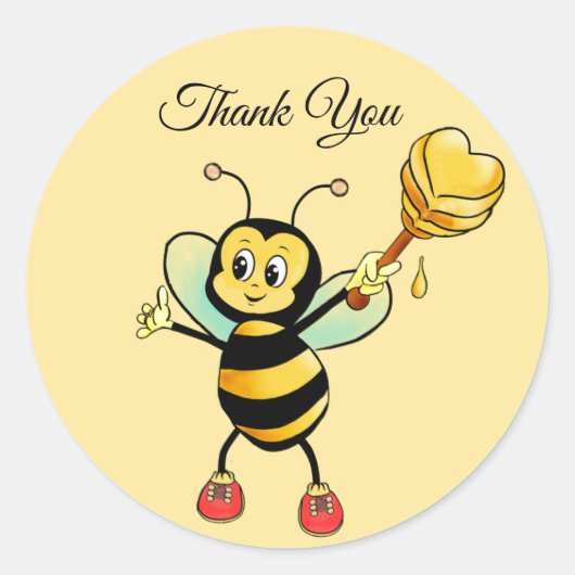 Gelukkig Hommel Bedankt Ronde Sticker (Voorkant)