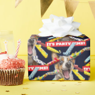 Gelukkig Hond Feest Toeters Cadeaupapier