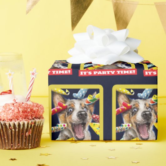 Gelukkig Hond Feest Toeters Cadeaupapier (Verjaardagsfeest)