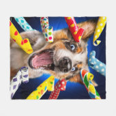 Gelukkig Hond Feest Toeters Fleece Deken (Voorkant (Horizontaal))