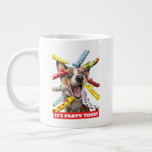 Gelukkig Hond Feest Toeters Grote Koffiekop