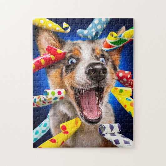 Gelukkig Hond Feest Toeters Legpuzzel (Verticaal)