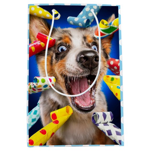 Gelukkig Hond Feest Toeters Medium Cadeauzakje (Voorkant)