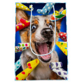 Gelukkig Hond Feest Toeters Medium Cadeauzakje (Achterkant)