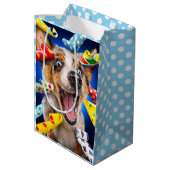 Gelukkig Hond Feest Toeters Medium Cadeauzakje (Achterkant Gekanteld)