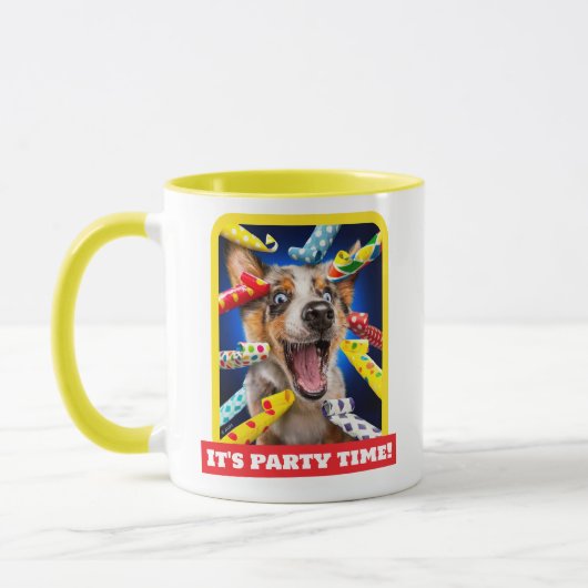 Gelukkig Hond Feest Toeters Mok (Links)
