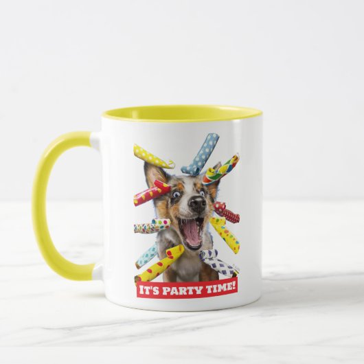 Gelukkig Hond Feest Toeters Mok (Links)