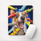 Gelukkig Hond Feest Toeters Muismat (Met muis)
