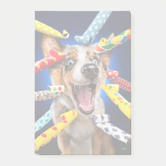 Gelukkig Hond Feest Toeters Post-it® Notes (Voorkant)