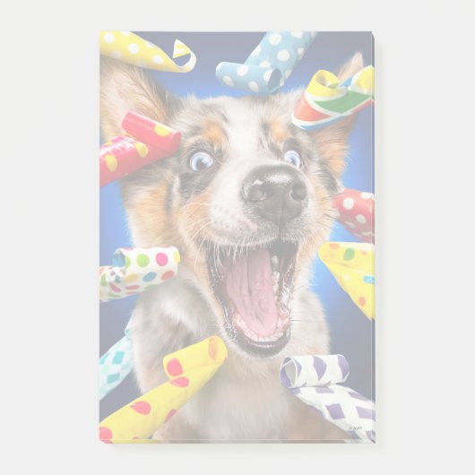 Gelukkig Hond Feest Toeters Post-it® Notes (Voorkant)