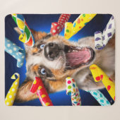 Gelukkig Hond Feest Toeters Sherpa Deken (Voorkant (horizontaal))