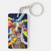 Gelukkig Hond Feest Toeters Sleutelhanger (achterkant)