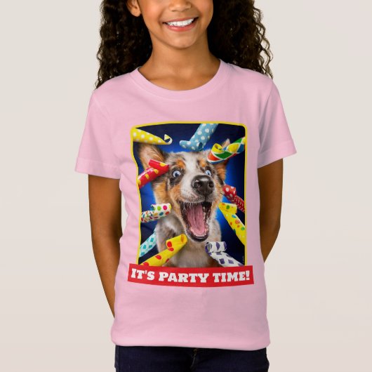 Gelukkig Hond Feest Toeters T-shirt (Voorkant)