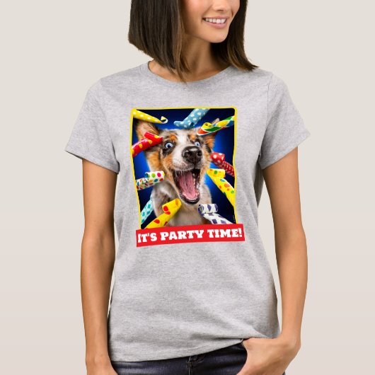 Gelukkig Hond Feest Toeters T-shirt (Voorkant)