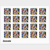 Gelukkig Hond Feest Toeters Vierkante Sticker (Vel)