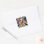 Gelukkig Hond Feest Toeters Vierkante Sticker (Envelop)