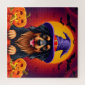 Gelukkig Hond Herfst Halloween Feest Scene Legpuzzel (Horizontaal)