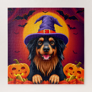 Gelukkig Hond Herfst Halloween Feest Scene Legpuzzel