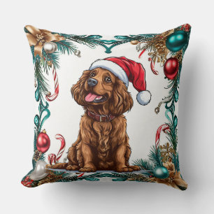 Gelukkig honden in kerstmannenhoed vieren kerstfee kussen