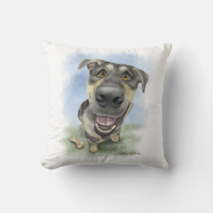 Gelukkig honden strip portret kussen
