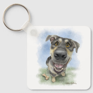 Gelukkig honden strip portret sleutelhanger