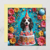 Gelukkig hondenfeest met kleurrijke taart kaart (Voorkant / Achterkant)