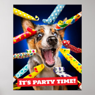Gelukkig Hondenfeest Toeters Poster