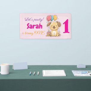 Gelukkig Hondje, Meisje, Laten we Feesten, 1e Verj Spandoek