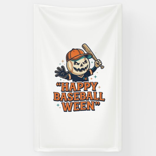 Gelukkig honkbal Ween vintage Halloween honkbal De Spandoek (Verticaal)