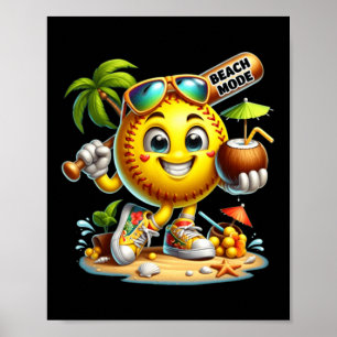 Gelukkig honkbalsummer vakantie karakter vleermuis poster