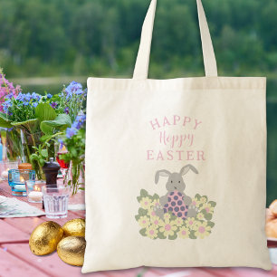 Gelukkig Hoppy Pasen Eierzoektocht Schattig Konijn Tote Bag
