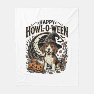 Gelukkig Howl-O-Ween Beagle Heksenhoed Halloween T Fleece Deken