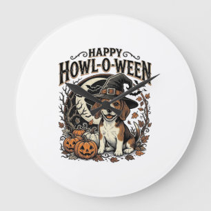 Gelukkig Howl-O-Ween Beagle Heksenhoed Halloween T Grote Klok