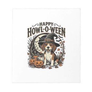 Gelukkig Howl-O-Ween Beagle Heksenhoed Halloween T Notitieblok