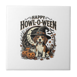 Gelukkig Howl-O-Ween Beagle Heksenhoed Halloween T Tegeltje