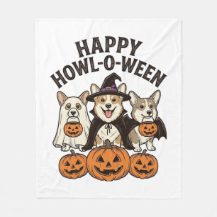 Gelukkig Howl-O-Ween Corgi Halloween Hond Vector O Fleece Deken