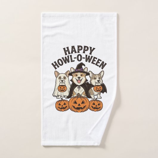 Gelukkig Howl-O-Ween Corgi Halloween Hond Vector O Handdoek (Handdoek)