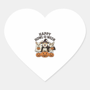 Gelukkig Howl-O-Ween Corgi Halloween Hond Vector O Hart Sticker