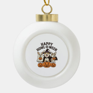 Gelukkig Howl-O-Ween Corgi Halloween Hond Vector O Keramische Bal Ornament