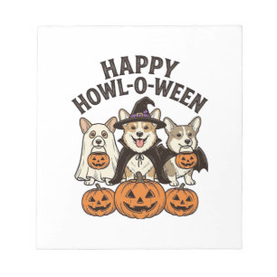 Gelukkig Howl-O-Ween Corgi Halloween Hond Vector O Notitieblok