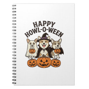 Gelukkig Howl-O-Ween Corgi Halloween Hond Vector O Notitieboek