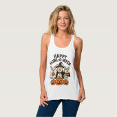 Gelukkig Howl-O-Ween Corgi Halloween Hond Vector O Tanktop (Volledige Voorkant)