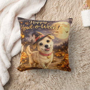 Gelukkig Howl-o-Ween Schattige Hond Halloween Ontw Kussen
