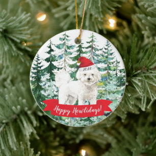 Gelukkig Howlidays Bichon Frise Hond Kerst Ornamen Keramisch Ornament
